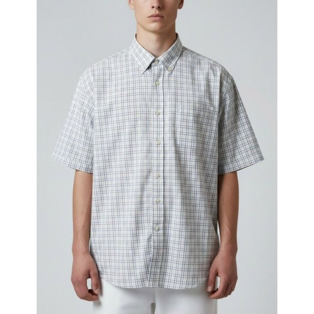 Mens Lands End No Iron Supima Pinpoint Traditional Fit Shirt Size 18 Button-Down